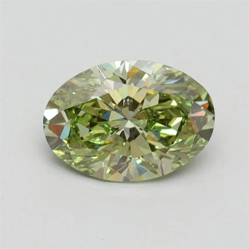 1.02ct Oval Lab Grown Diamond (Colour Fancy Vivid Green, Clarity VVS2, IGI Certified)