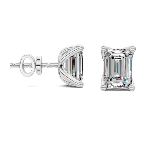 EMERALD CUT TULIP BASKET STUDS