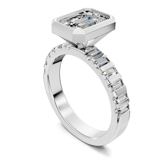 VALORA EMERALD BEZEL BAGUETTE RING
