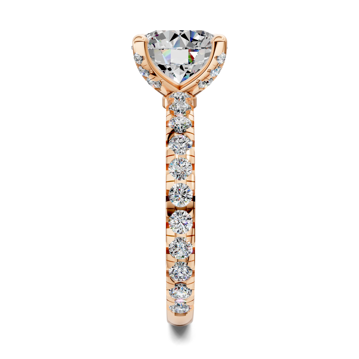 Anna Pavé Prong Solitaire Engagement Ring