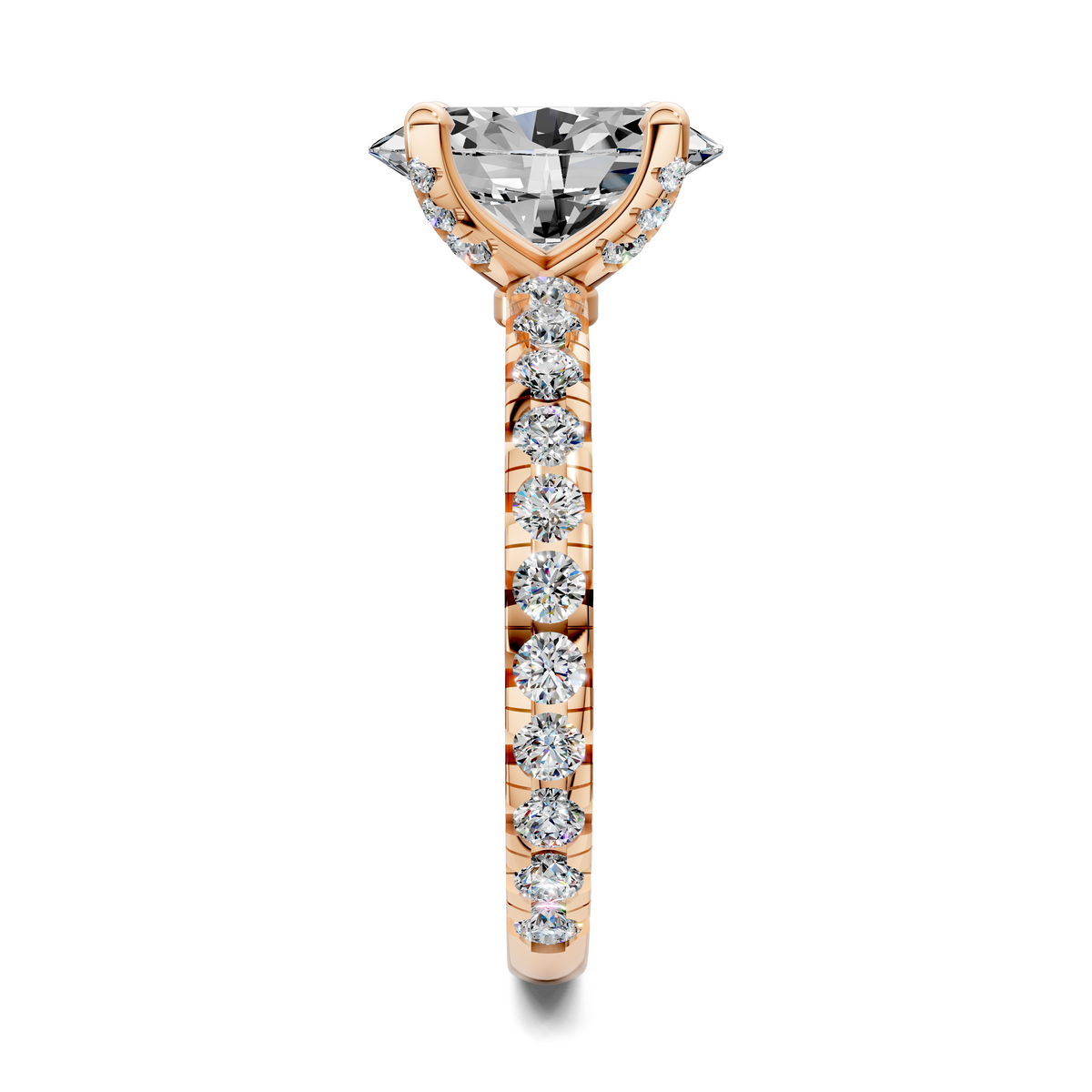 Anna Pavé Prong Solitaire Engagement Ring