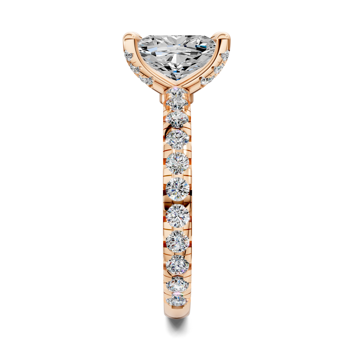 Anna Pavé Prong Solitaire Engagement Ring