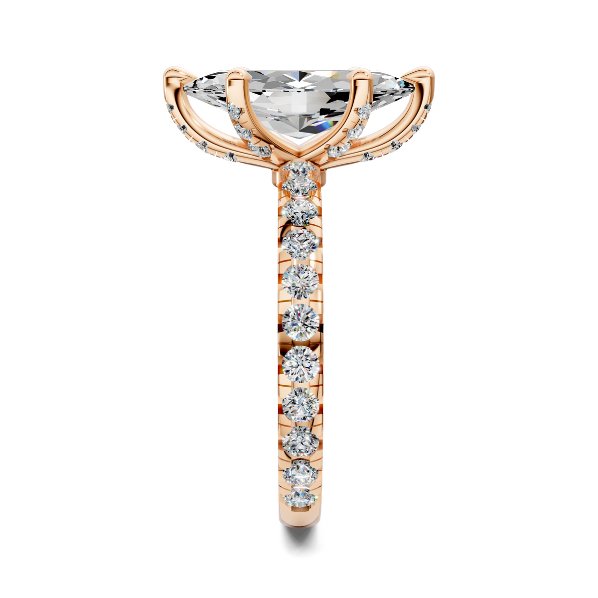 Anna Pavé Prong Solitaire Engagement Ring