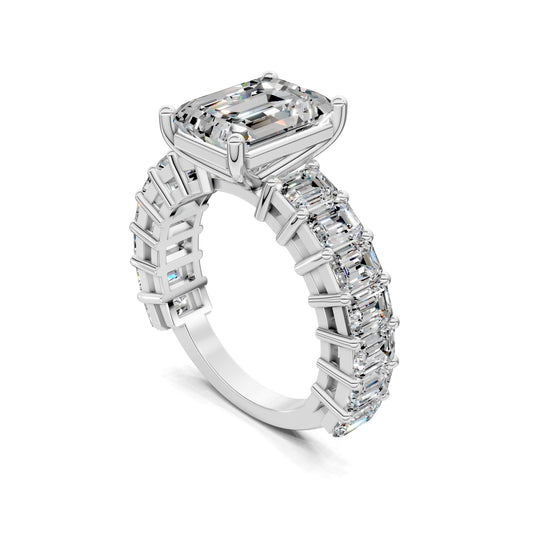 VALORA EMERALD CUT SIDE-STONE RING