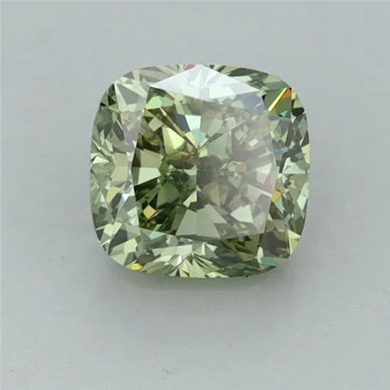 1.01ct Cushion brilliant Lab Grown Diamond (Colour Fancy Vivid Green, Clarity VVS2, IGI Certified)