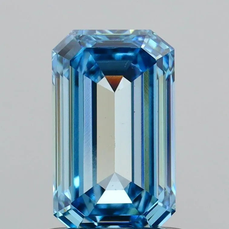 1.08ct Emerald Lab Grown Diamond (Colour Fancy Vivid Blue, Clarity VS1, IGI Certified)