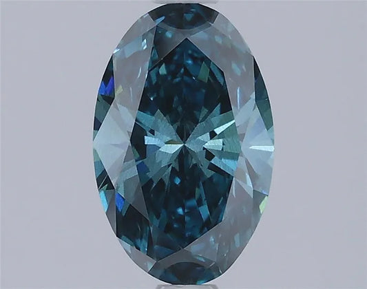 1.08ct Oval Lab Grown Diamond (Colour Fancy Vivid Blue, Clarity SI1, IGI Certified)