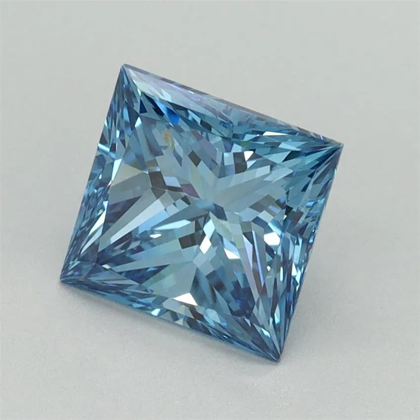 1.69ct Princess Lab Grown Diamond (Colour Fancy Vivid Blue, Clarity VVS2, IGI Certified)