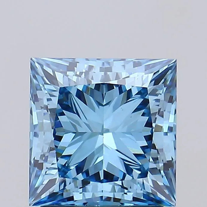 1.73ct Princess Lab Grown Diamond (Colour Fancy Vivid Blue, Clarity VVS2, IGI Certified)