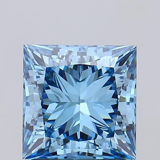1.73ct Princess Lab Grown Diamond (Colour Fancy Vivid Blue, Clarity VVS2, IGI Certified)