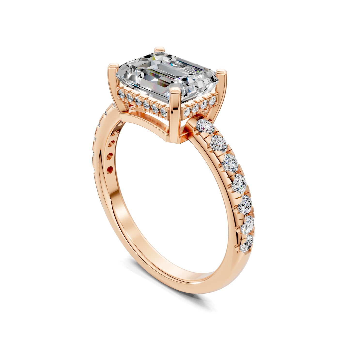 VALORA EAST-WEST EMERALD PAVÉ RING