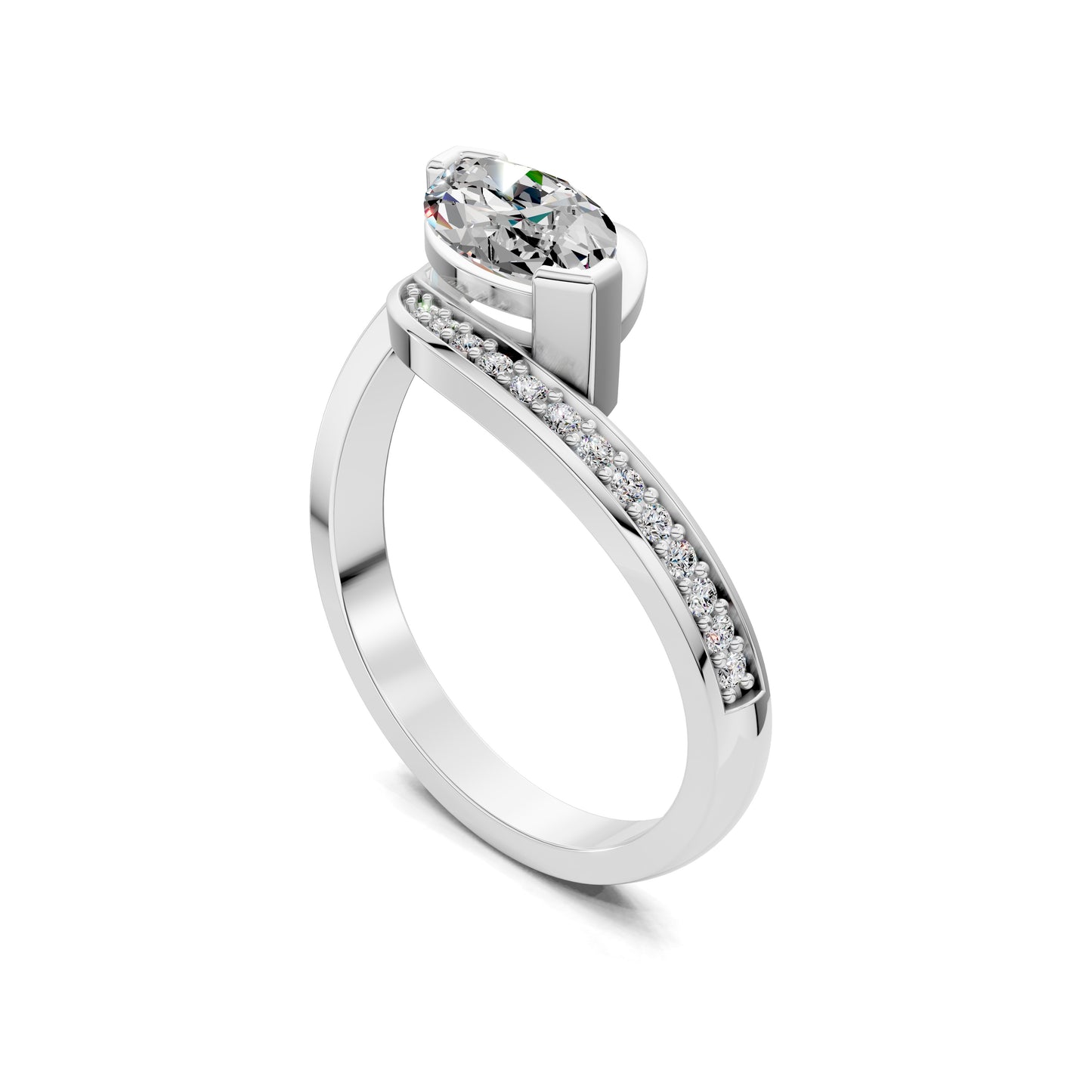 SOLARA EAST WEST MARQUISE PAVÉ RING