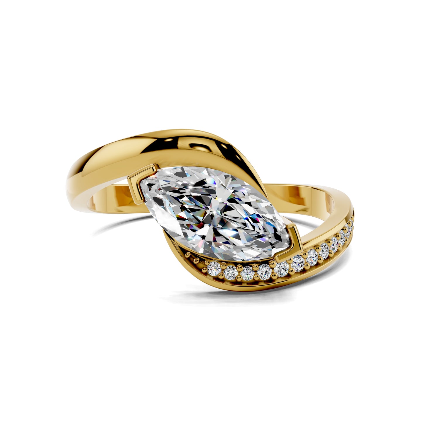 SOLARA EAST WEST MARQUISE PAVÉ RING
