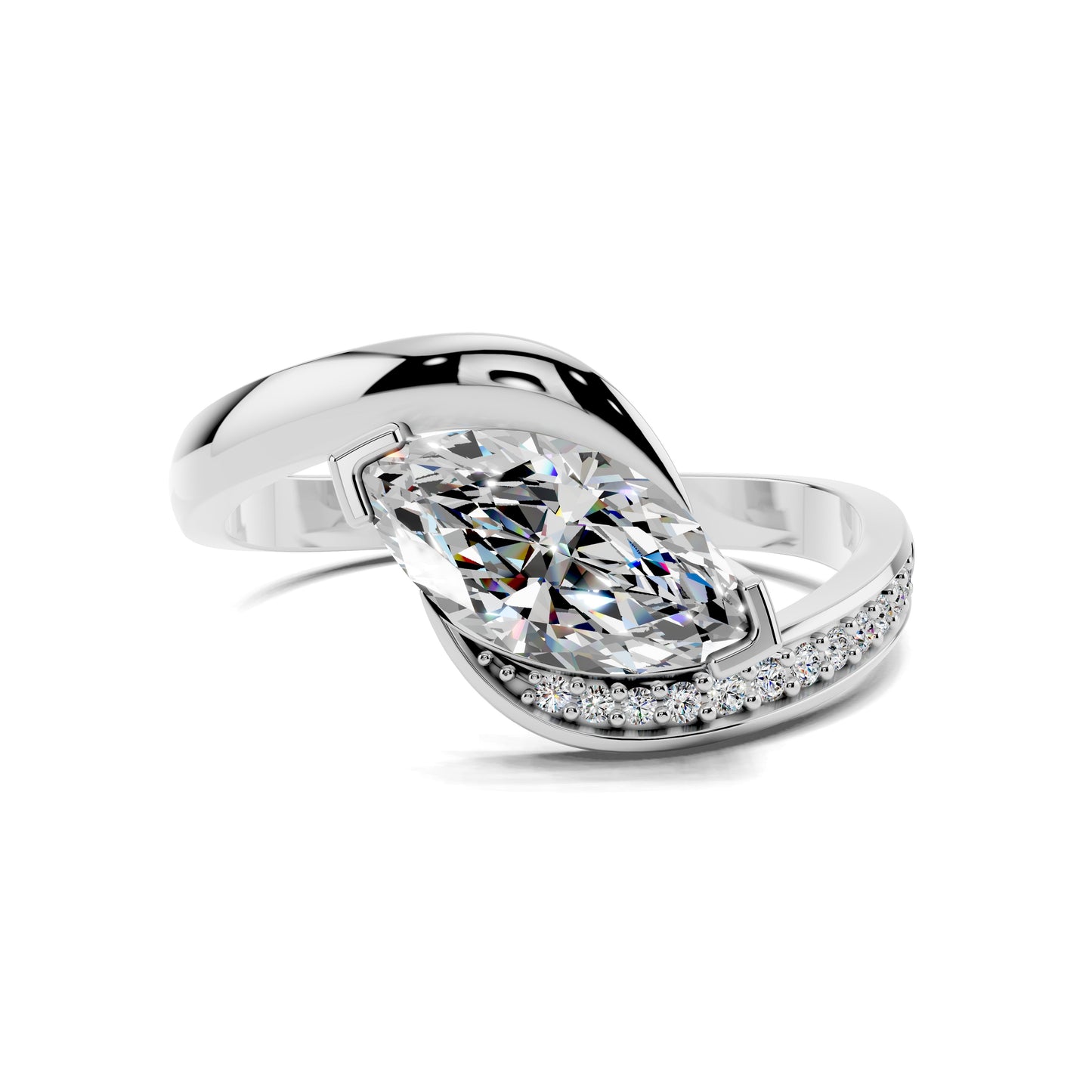 SOLARA EAST WEST MARQUISE PAVÉ RING