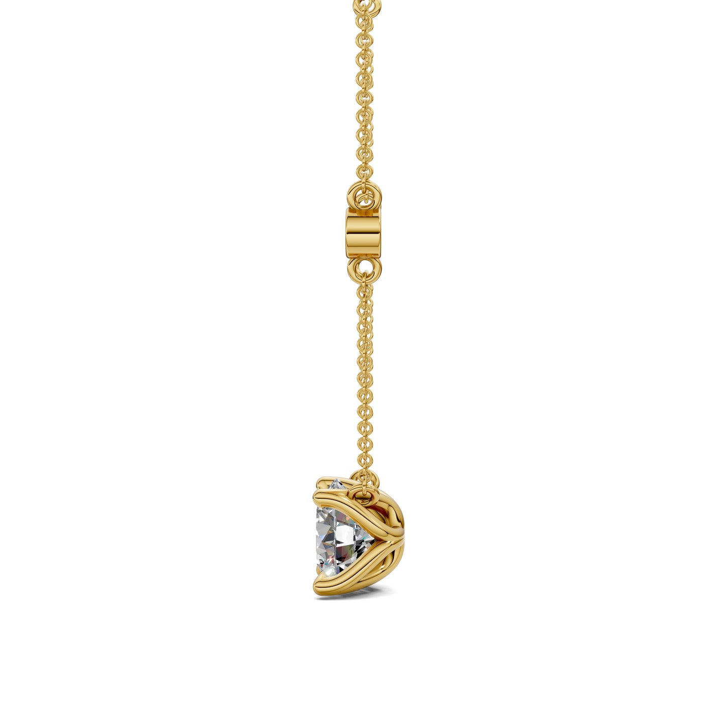 ROUND SOLITAIRE DIAMOND STATION NECKLACE