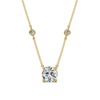 ROUND SOLITAIRE DIAMOND STATION NECKLACE