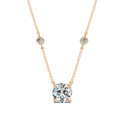 ROUND SOLITAIRE DIAMOND STATION NECKLACE