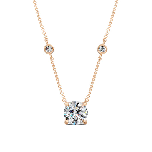 ROUND SOLITAIRE DIAMOND STATION NECKLACE