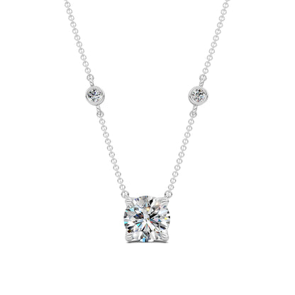 ROUND SOLITAIRE DIAMOND STATION NECKLACE