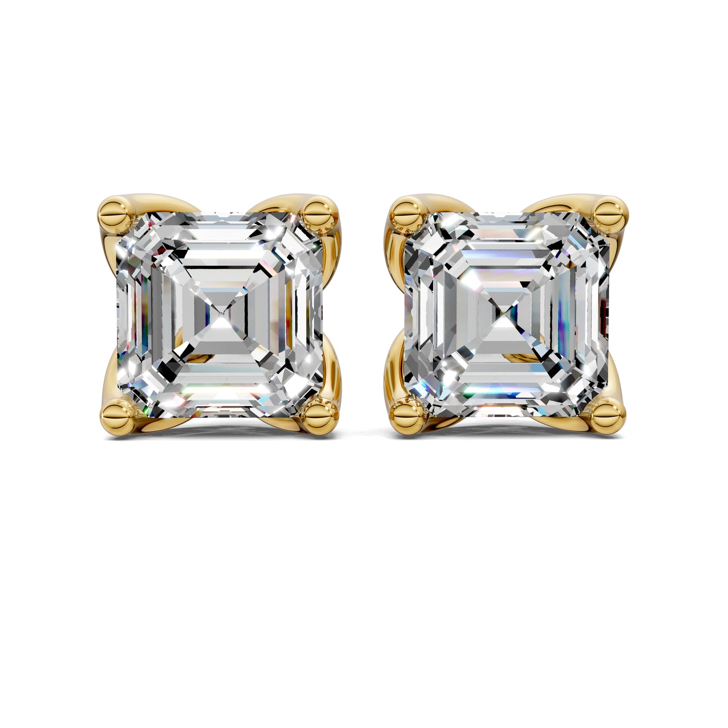 ASSCHER CUT TULIP BASKET STUDS