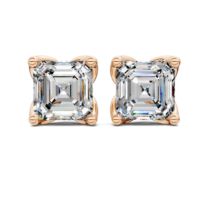 ASSCHER CUT TULIP BASKET STUDS