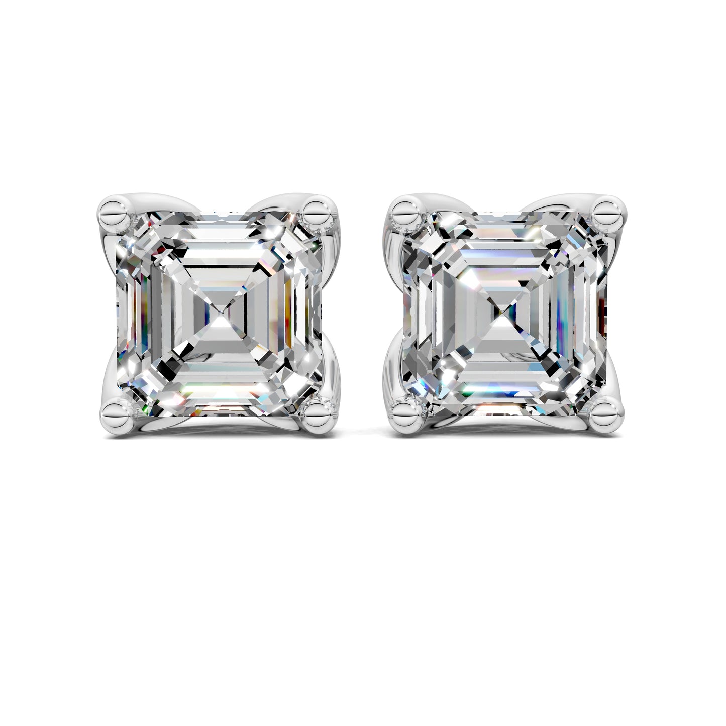 ASSCHER CUT TULIP BASKET STUDS