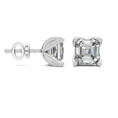 ASSCHER CUT TULIP BASKET STUDS