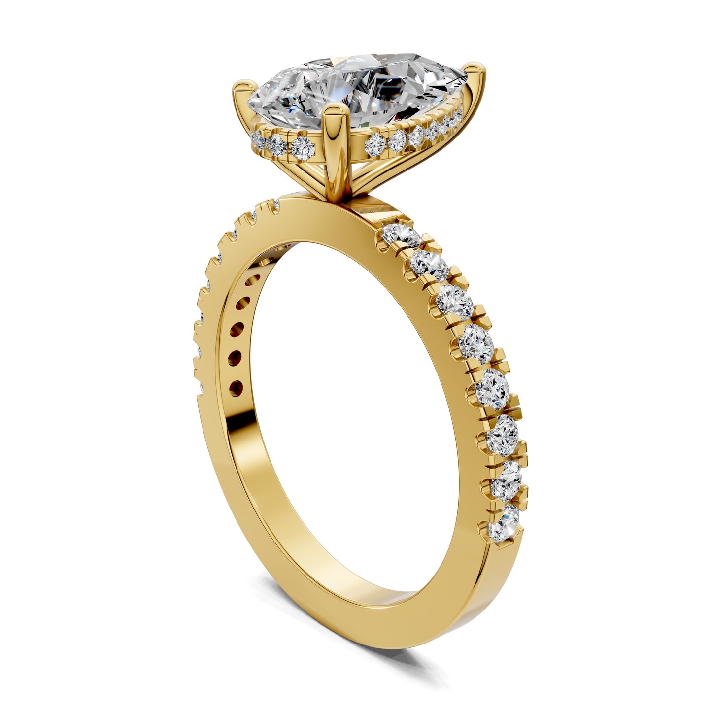 ELARA PEAR PAVÉ HALO RING