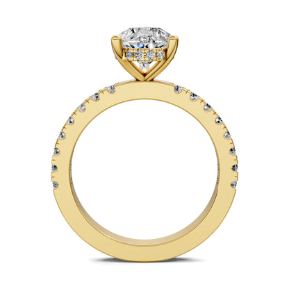 ELARA PEAR PAVÉ HALO RING