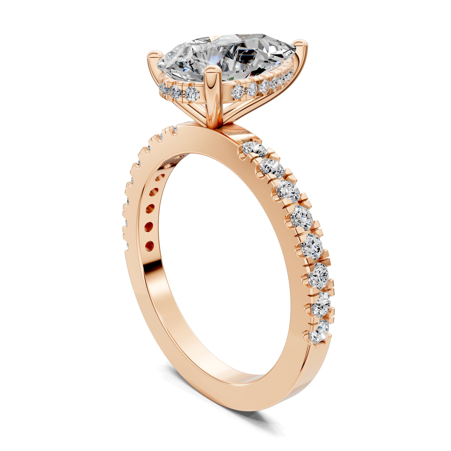 ELARA PEAR PAVÉ HALO RING