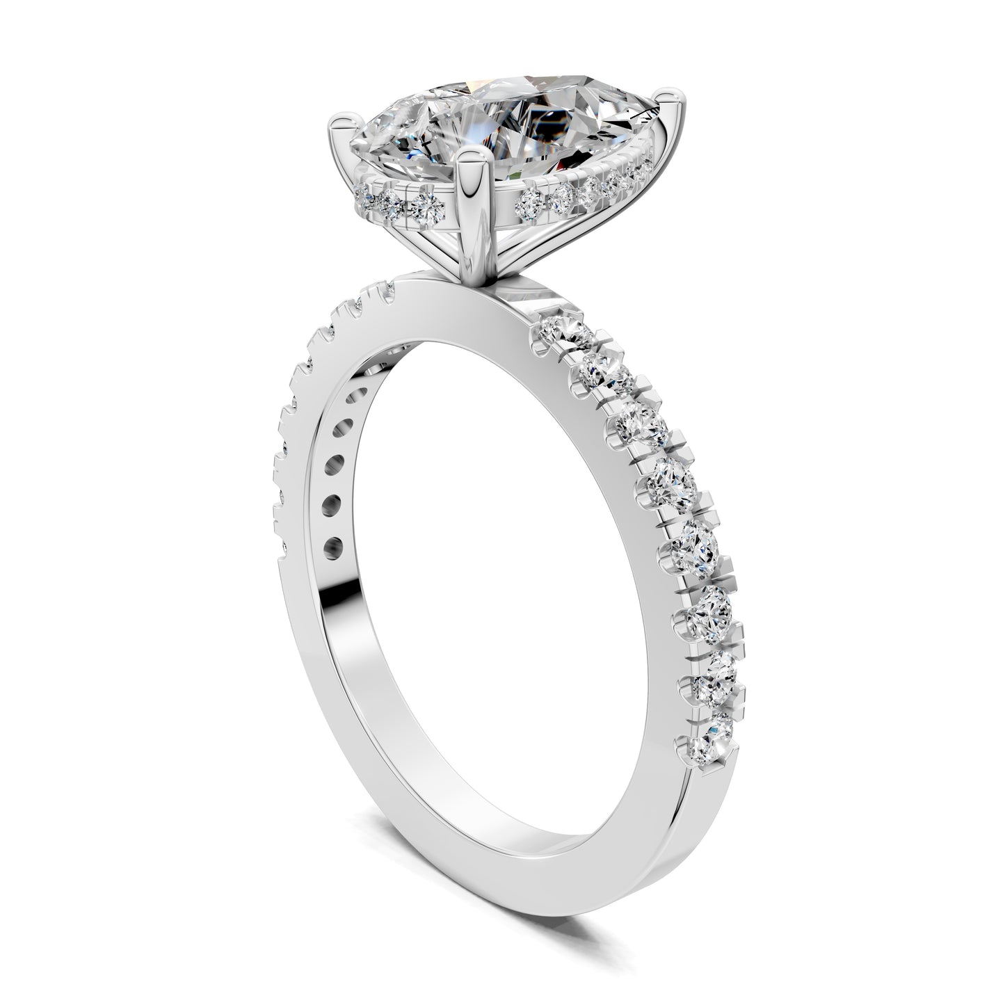 ELARA PEAR PAVÉ HALO RING