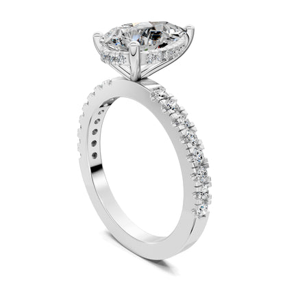 ELARA PEAR PAVÉ HALO RING