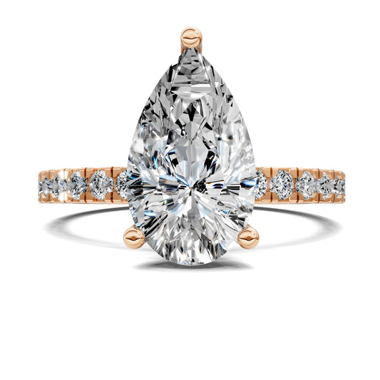 ELARA PEAR PAVÉ HALO RING