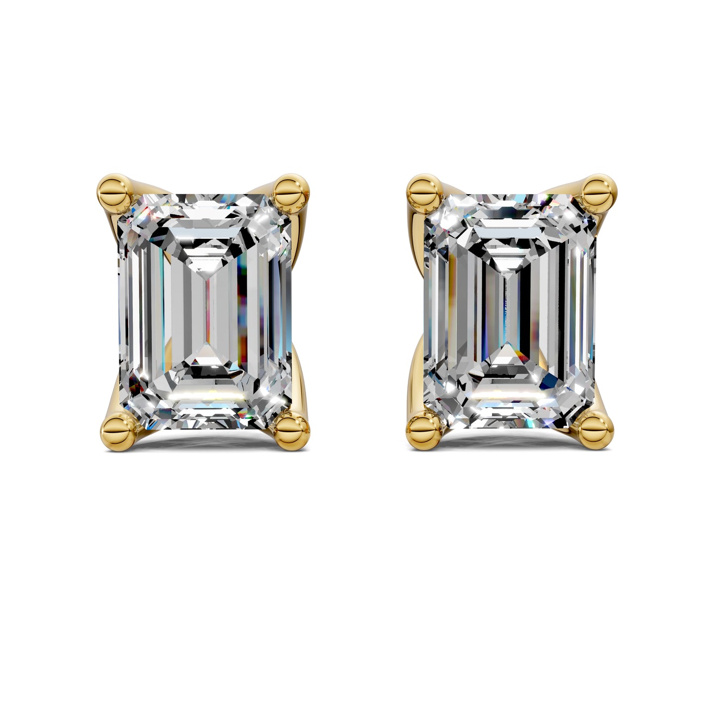 EMERALD CUT TULIP BASKET STUDS