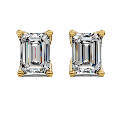 EMERALD CUT TULIP BASKET STUDS