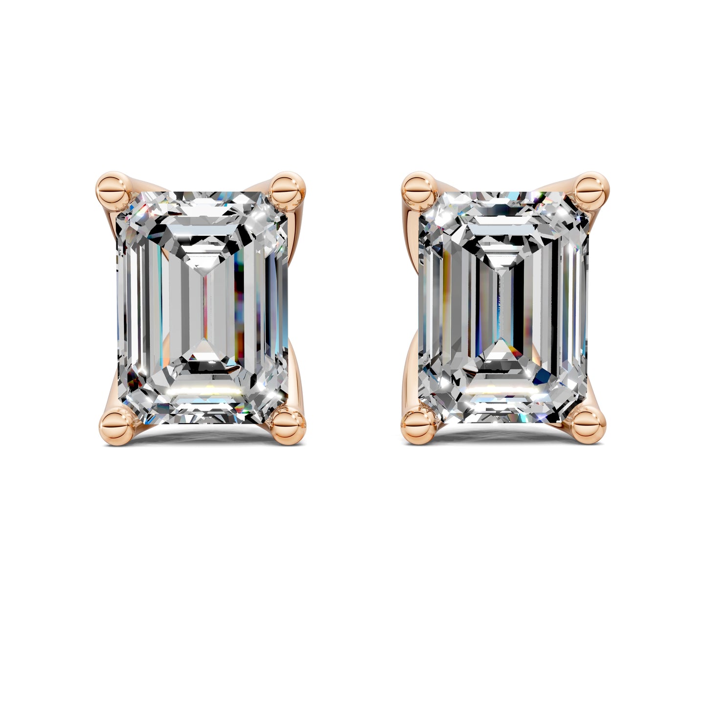 EMERALD CUT TULIP BASKET STUDS