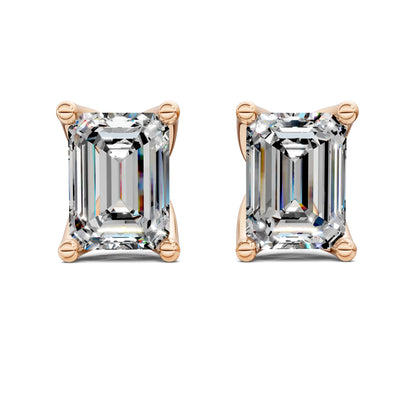 EMERALD CUT TULIP BASKET STUDS