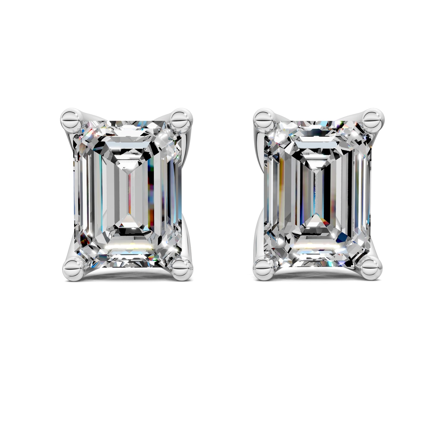 EMERALD CUT TULIP BASKET STUDS
