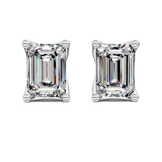 EMERALD CUT TULIP BASKET STUDS