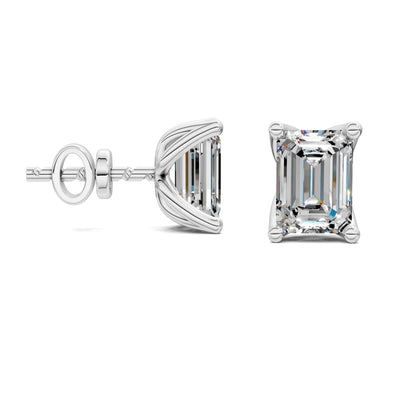EMERALD CUT TULIP BASKET STUDS