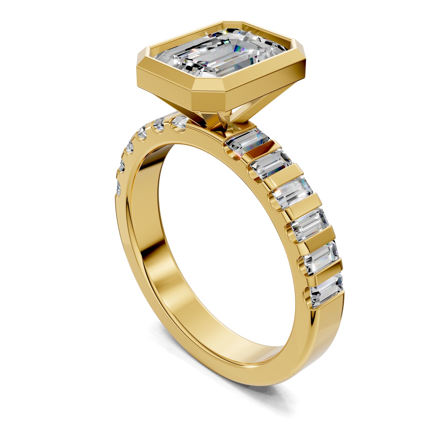 VALORA EMERALD BEZEL BAGUETTE RING