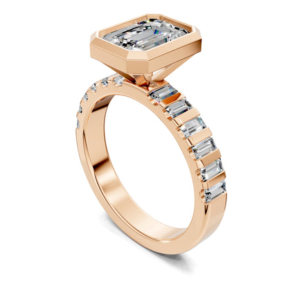 VALORA EMERALD BEZEL BAGUETTE RING