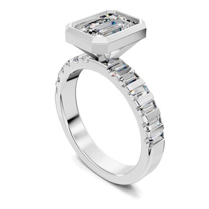 VALORA EMERALD BEZEL BAGUETTE RING
