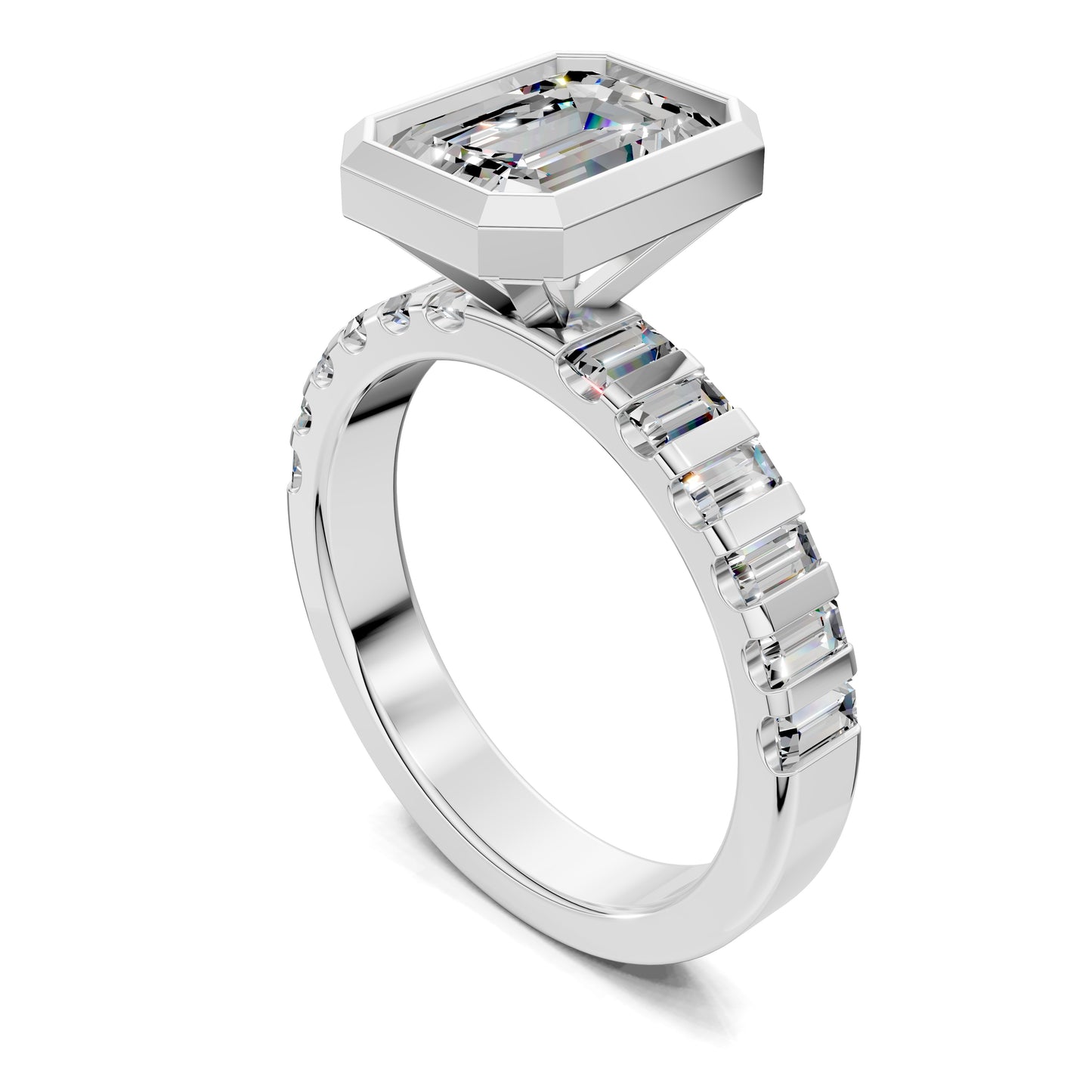 VALORA EMERALD BEZEL BAGUETTE RING