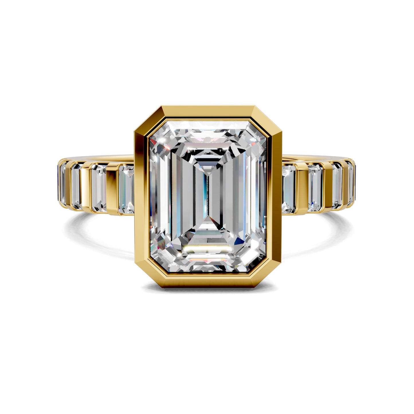 VALORA EMERALD BEZEL BAGUETTE RING