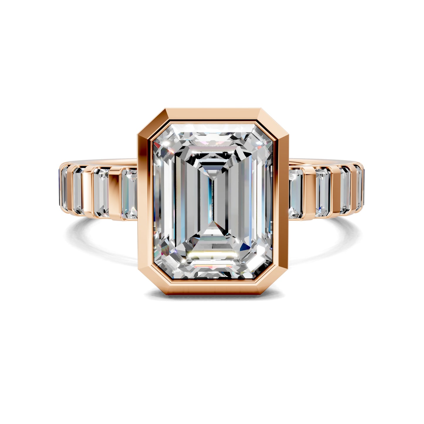 VALORA EMERALD BEZEL BAGUETTE RING