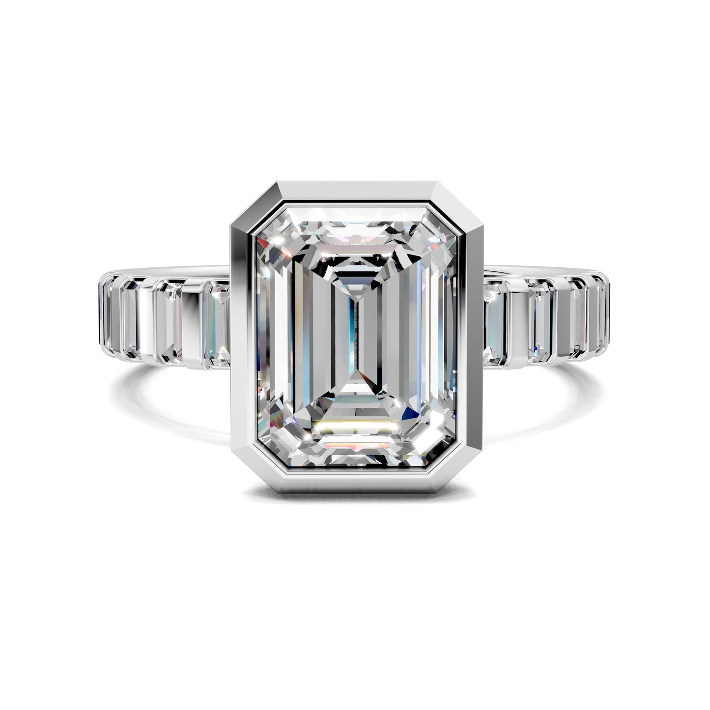 VALORA EMERALD BEZEL BAGUETTE RING