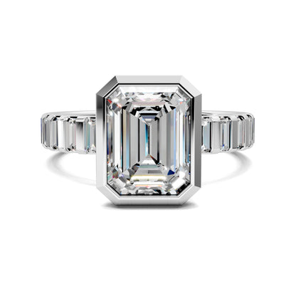 VALORA EMERALD BEZEL BAGUETTE RING