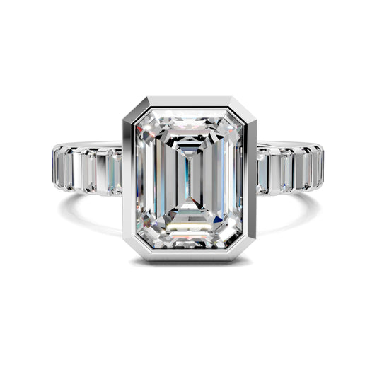 VALORA EMERALD BEZEL BAGUETTE RING