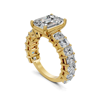 VALORA EMERALD CUT SIDE-STONE RING